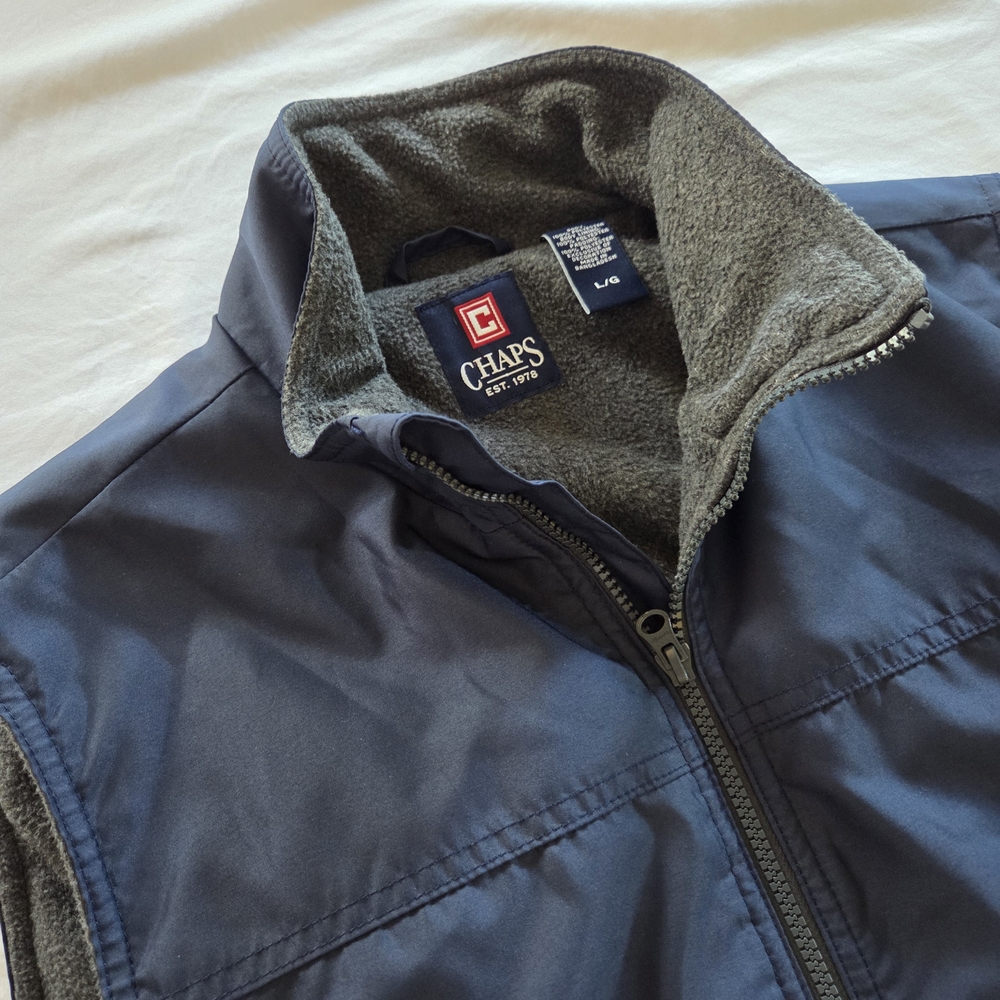 Chaps Men's Navy Outdoor Full Zip Vest Size L